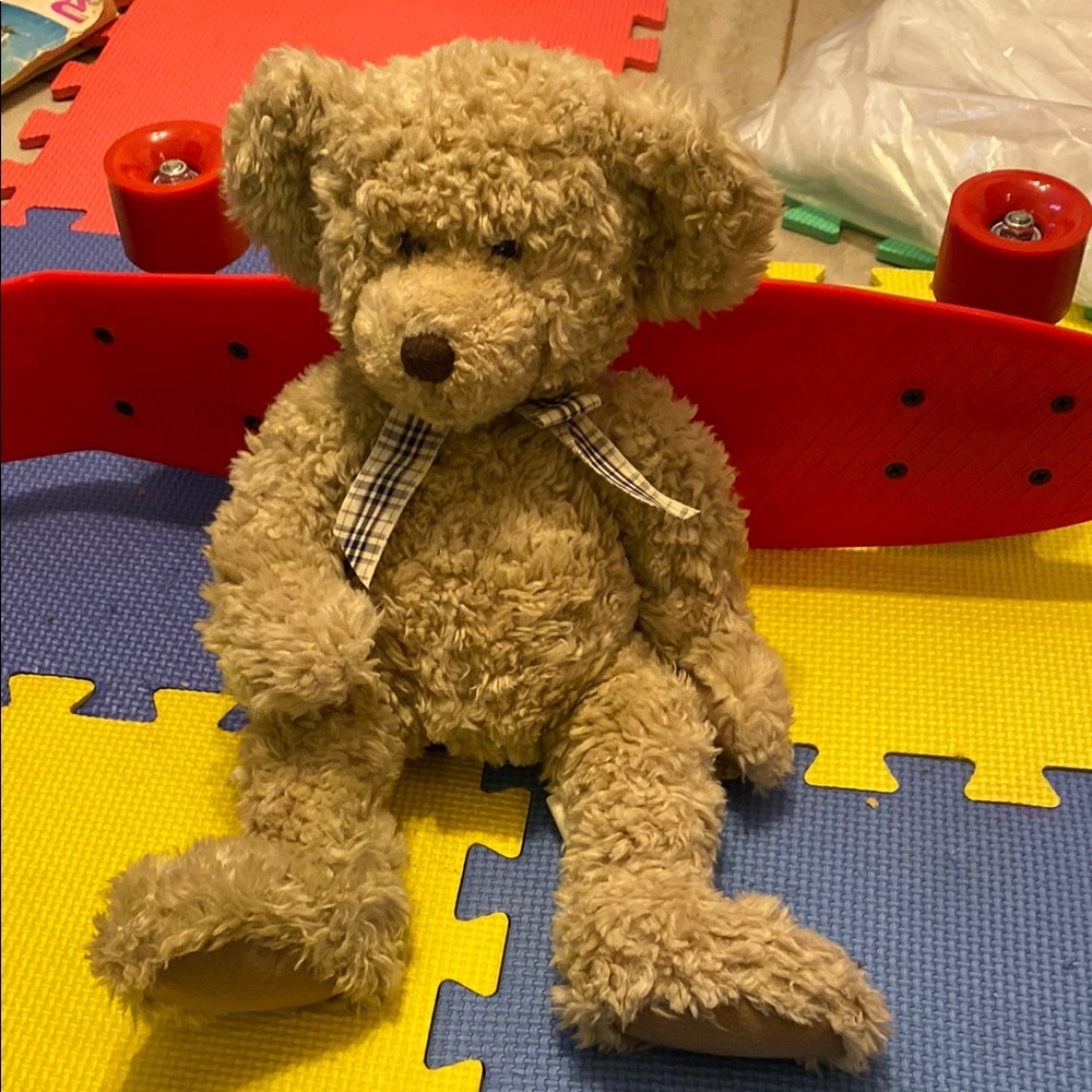 RUSS BERRIE SHAGGY TENNYSON Teddy Bear Plush Stuffed Animal Vintage Plaid Bow